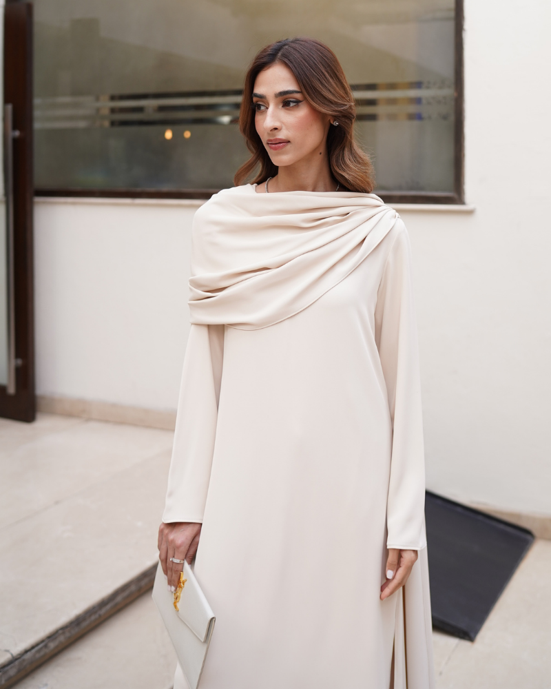 Structured Ivory Drape Ivory Twill Drape Set – Siyaara